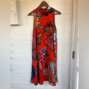 Maeve Anthropologie Larkhill Silk Swing Dress Vibrant Floral Size Small